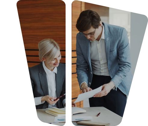 two people working together